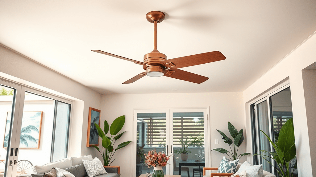 Ceiling fan installation in modern living room AB Electrical Services