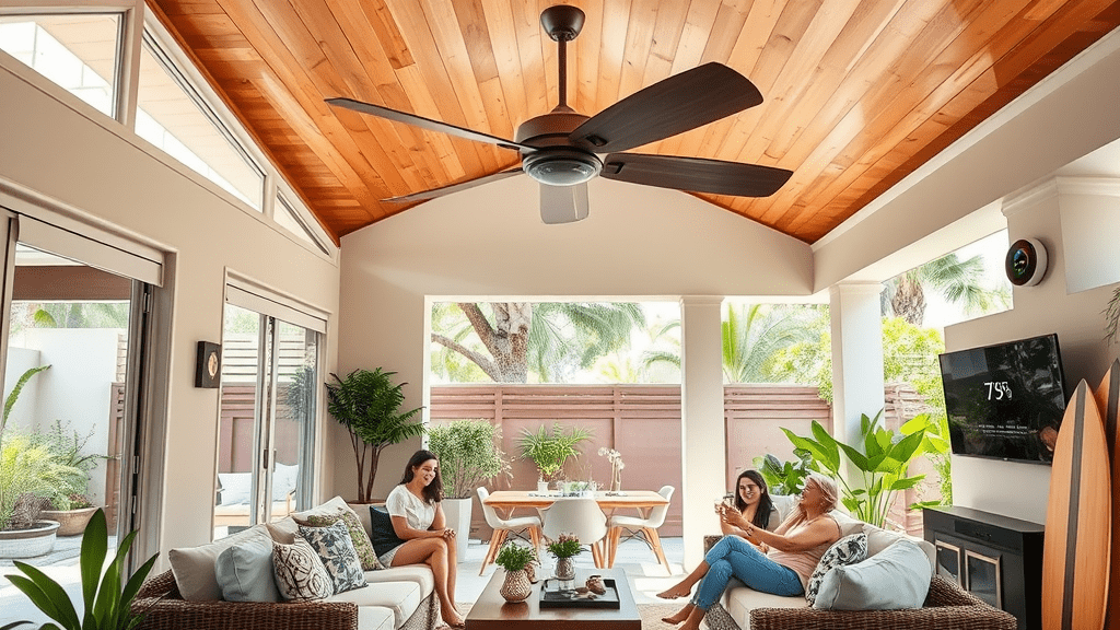 Modern living room interior with ceiling fan AB Electrical Services